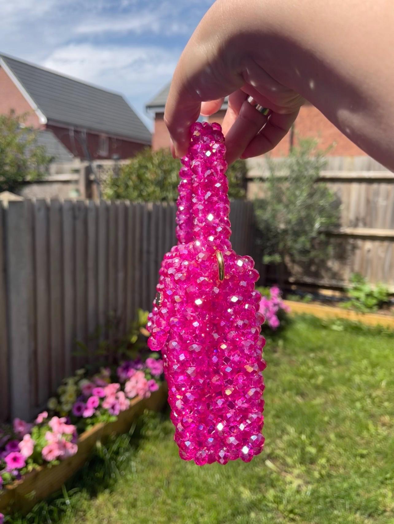 Fuchsia Pink Handmade Beaded Bag – Statement Evening Handbag