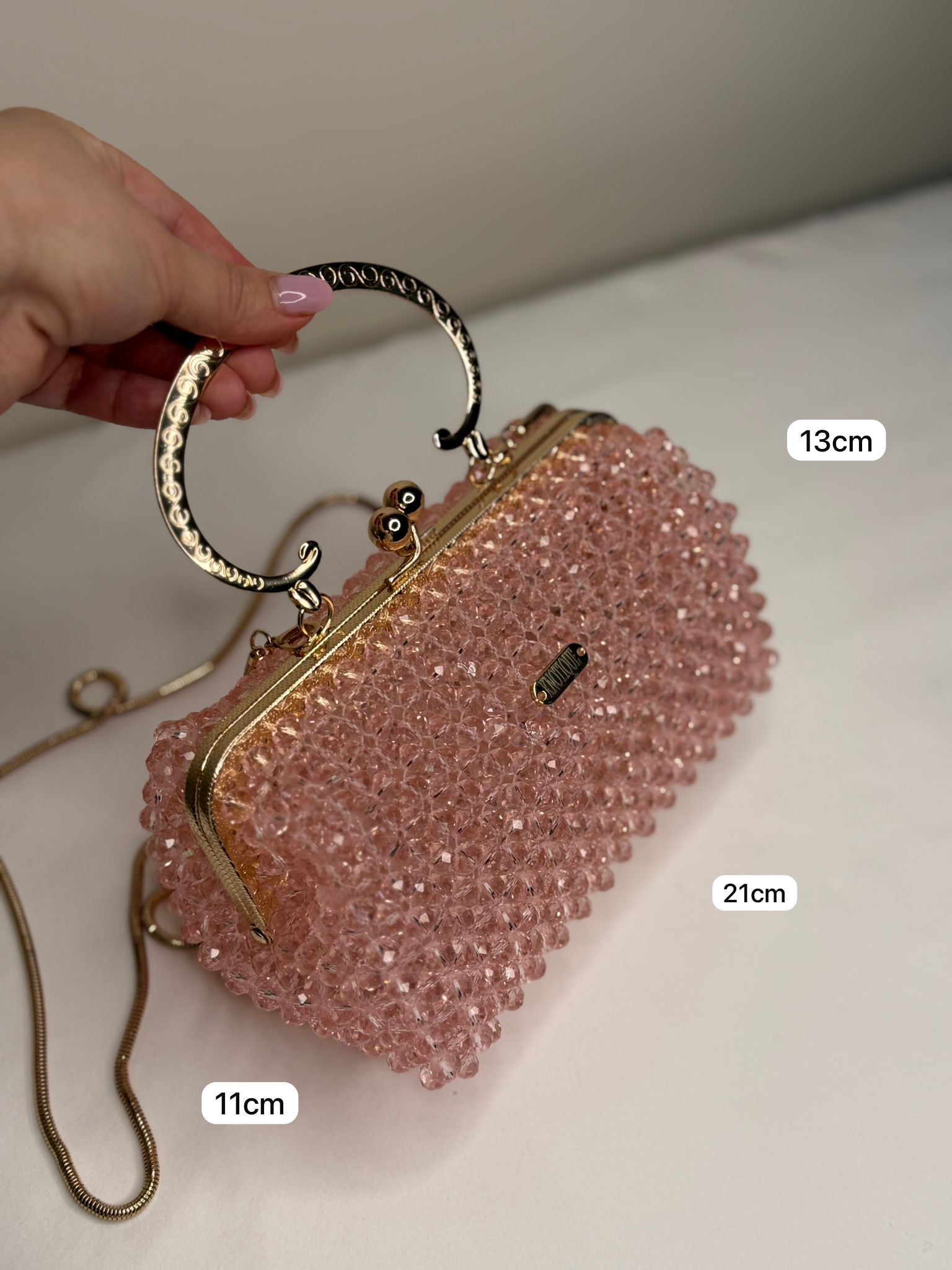 Pink Crystal Beaded Handbag
