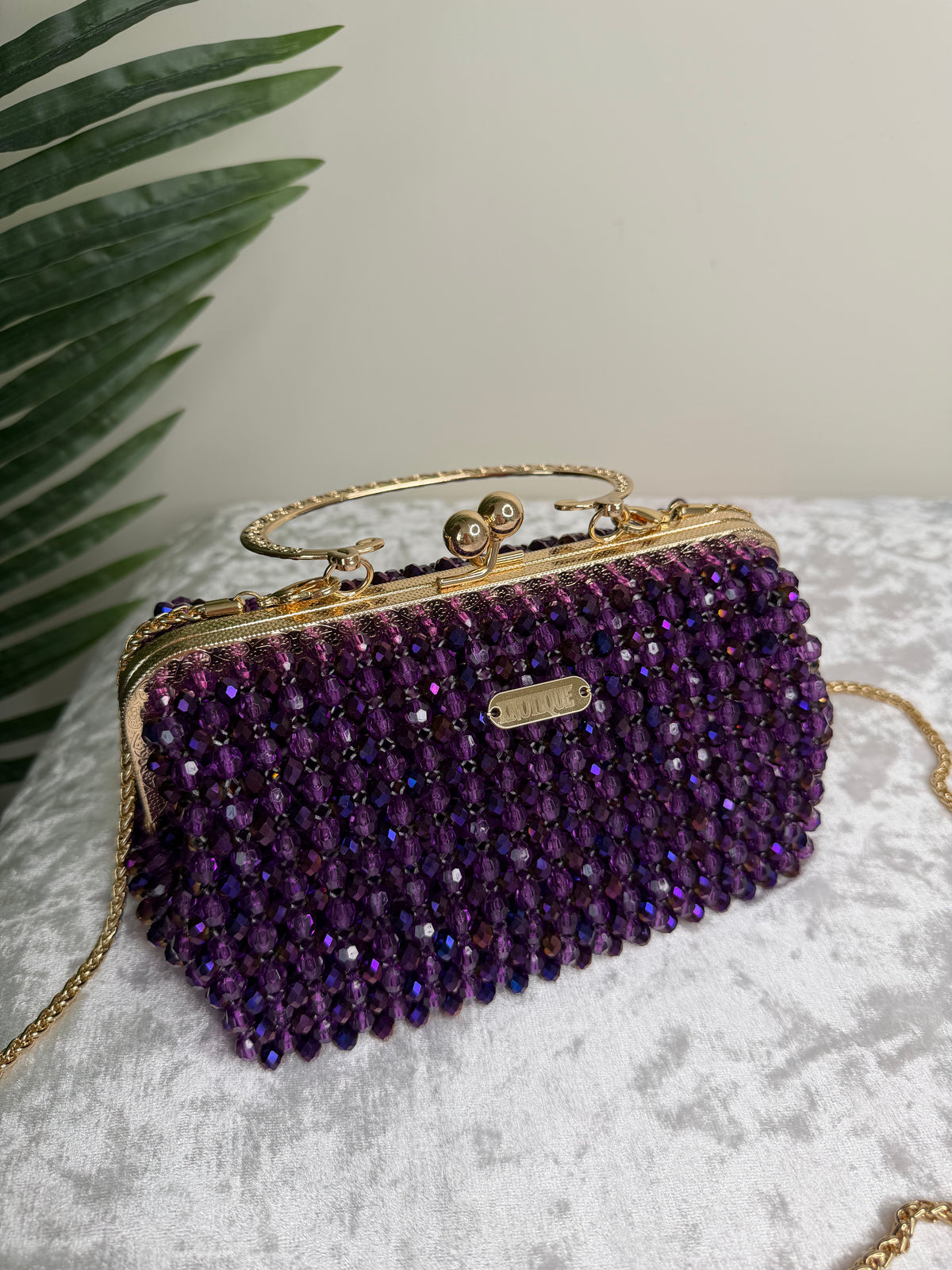 Handmade Iridescent Crystal Beaded Evening Bag, Wedding Cocktail Purse