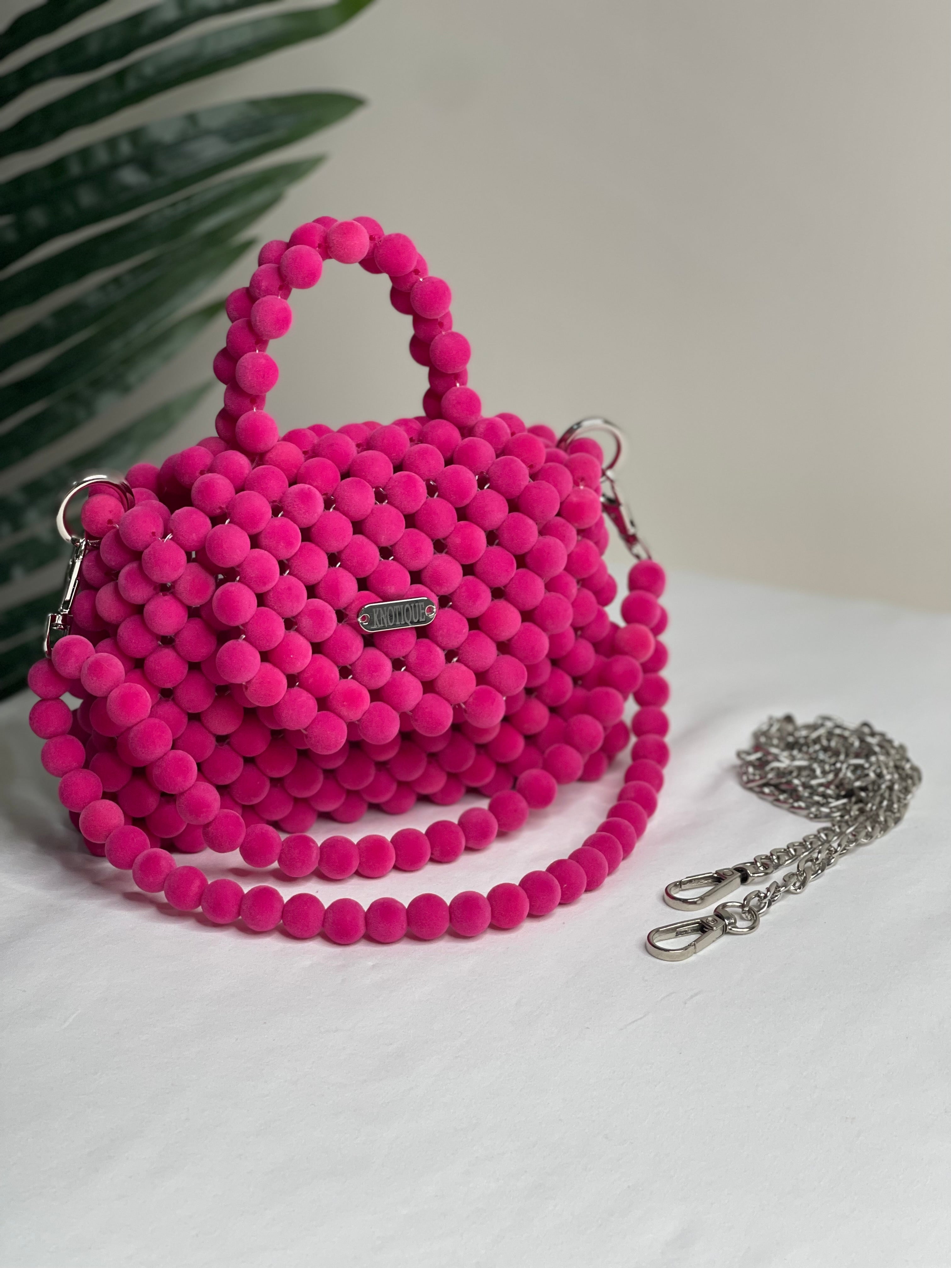 Hot Pink Pom-Pom Handbag – Statement Accessory