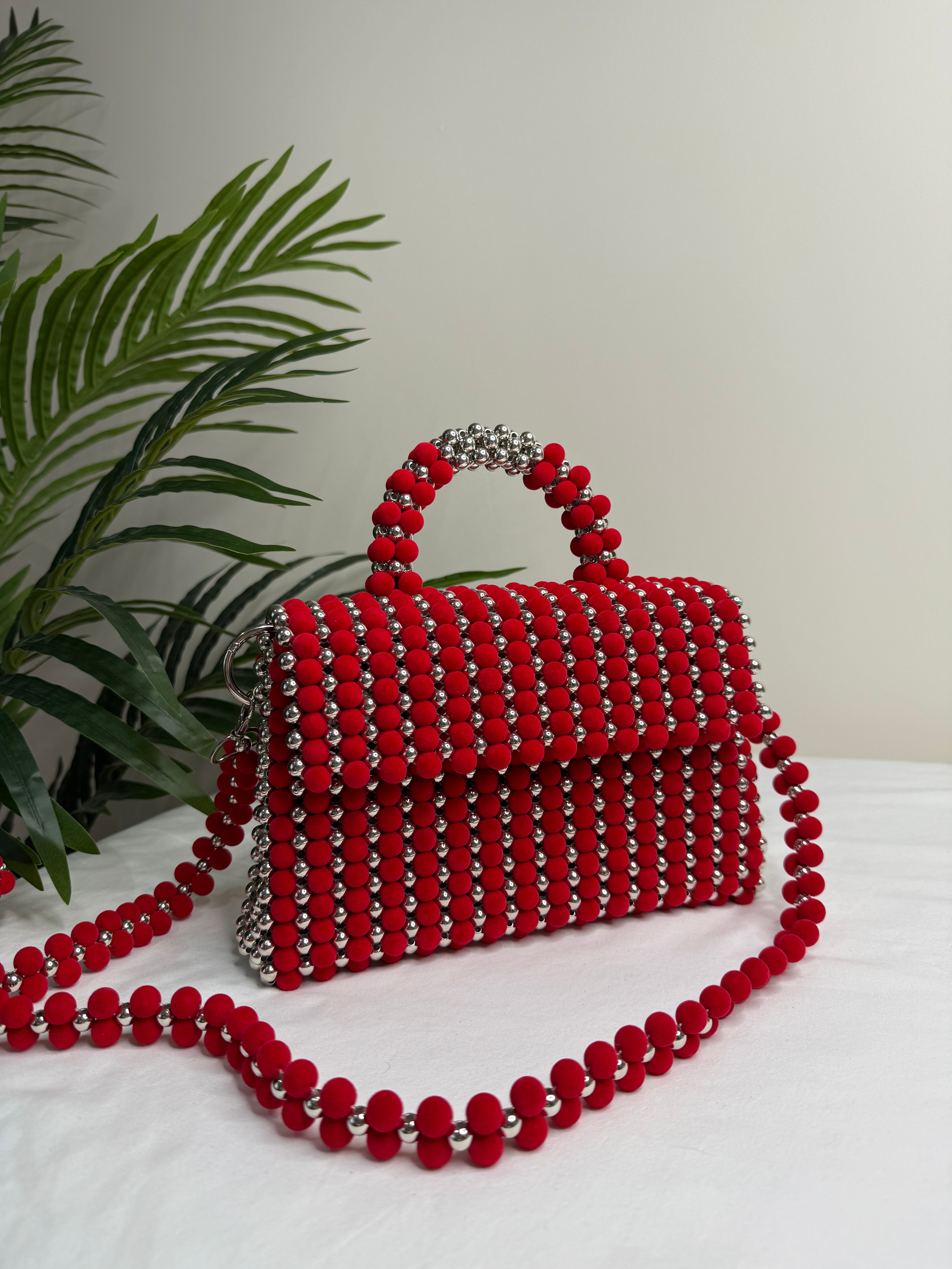 Scarlet Luxe Beaded Handbag