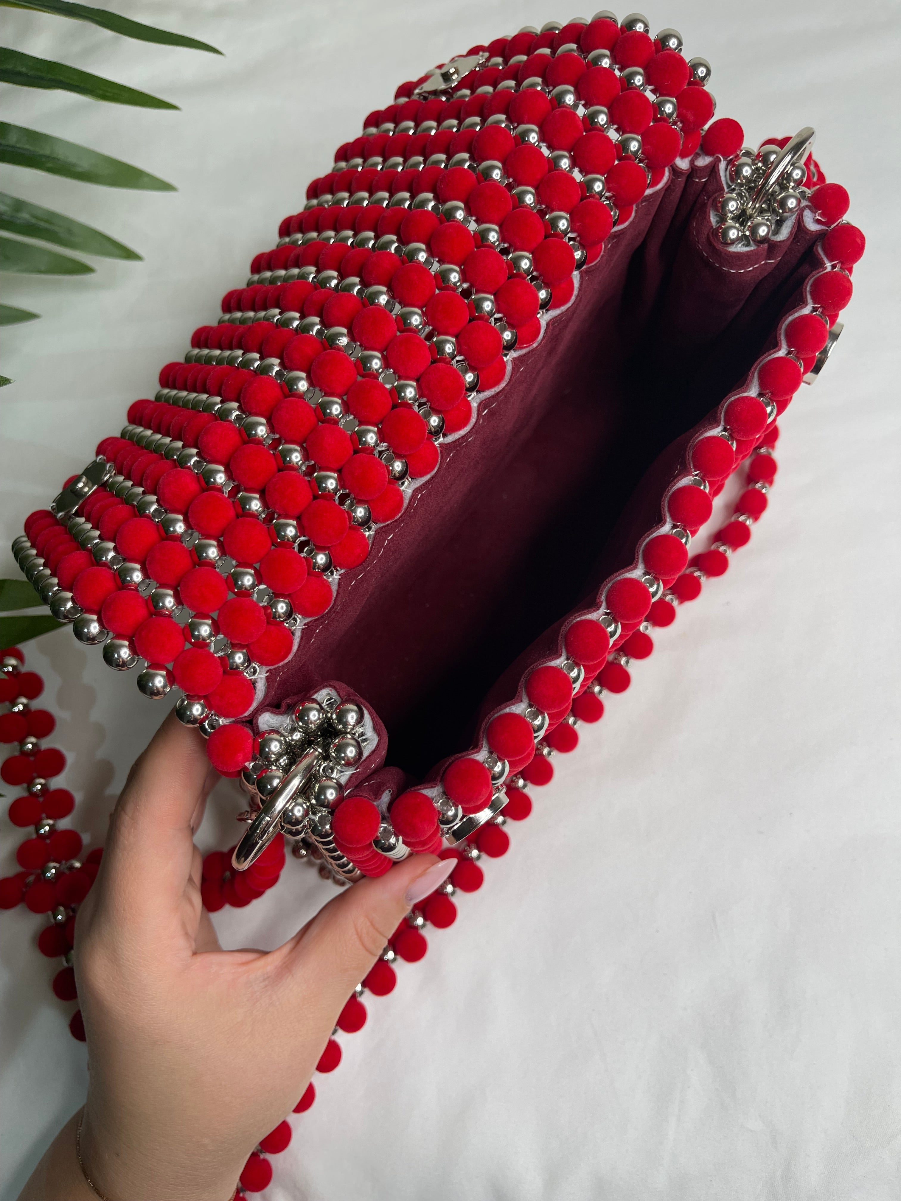 Scarlet Luxe Beaded Handbag