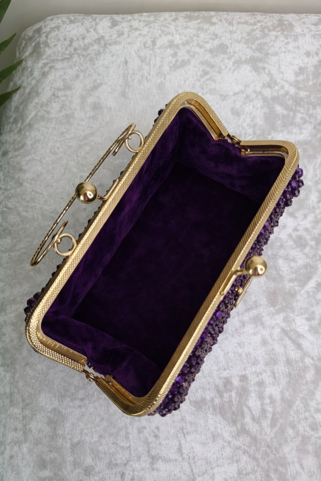 Handmade Iridescent Crystal Beaded Evening Bag, Wedding Cocktail Purse