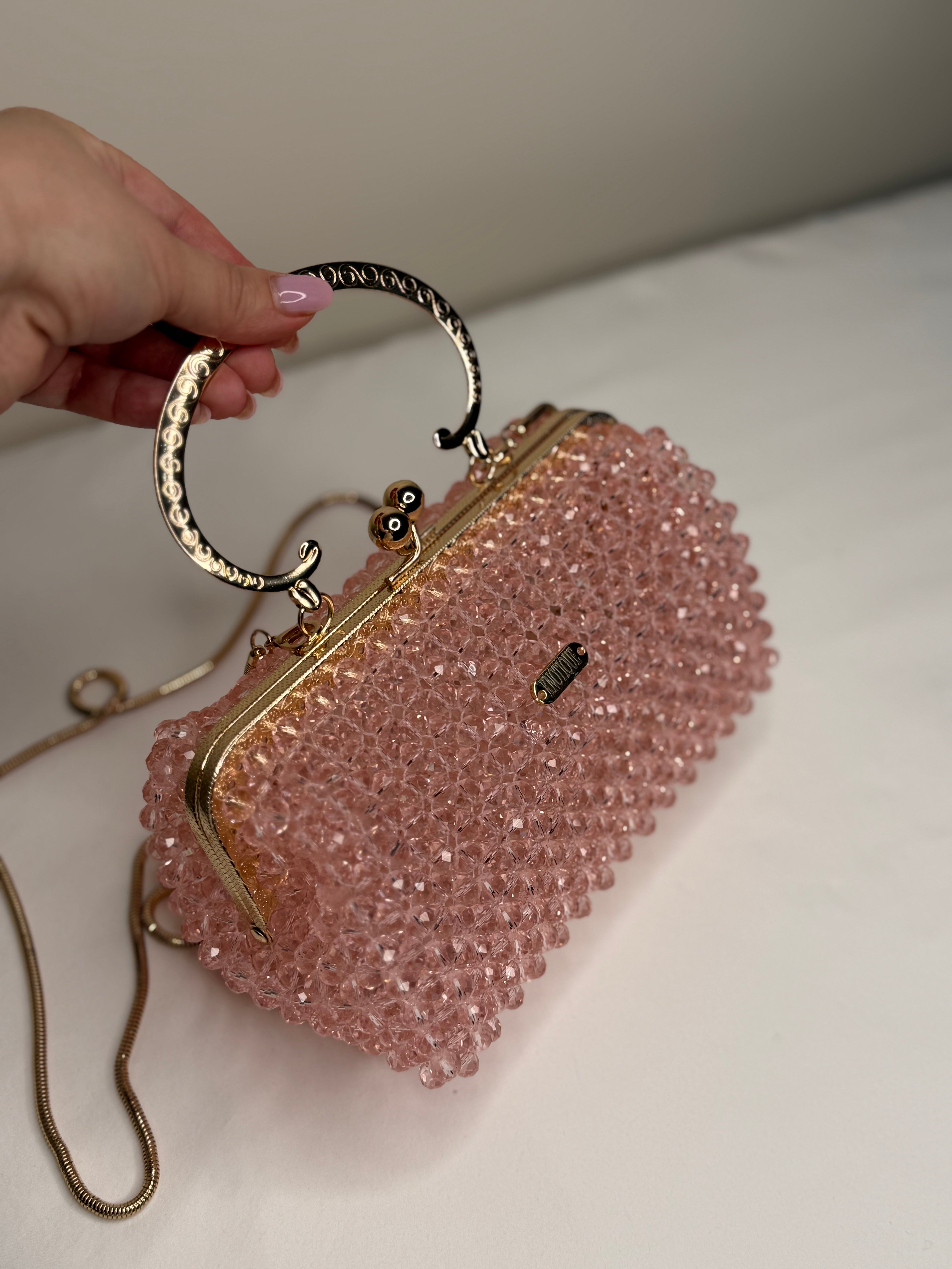 Pink Crystal Beaded Handbag