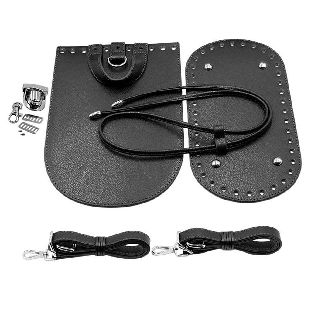 1Set DIY PU Leather Crochet Bag Bottom Drawstring for Bag Making Accessories 7Pcs