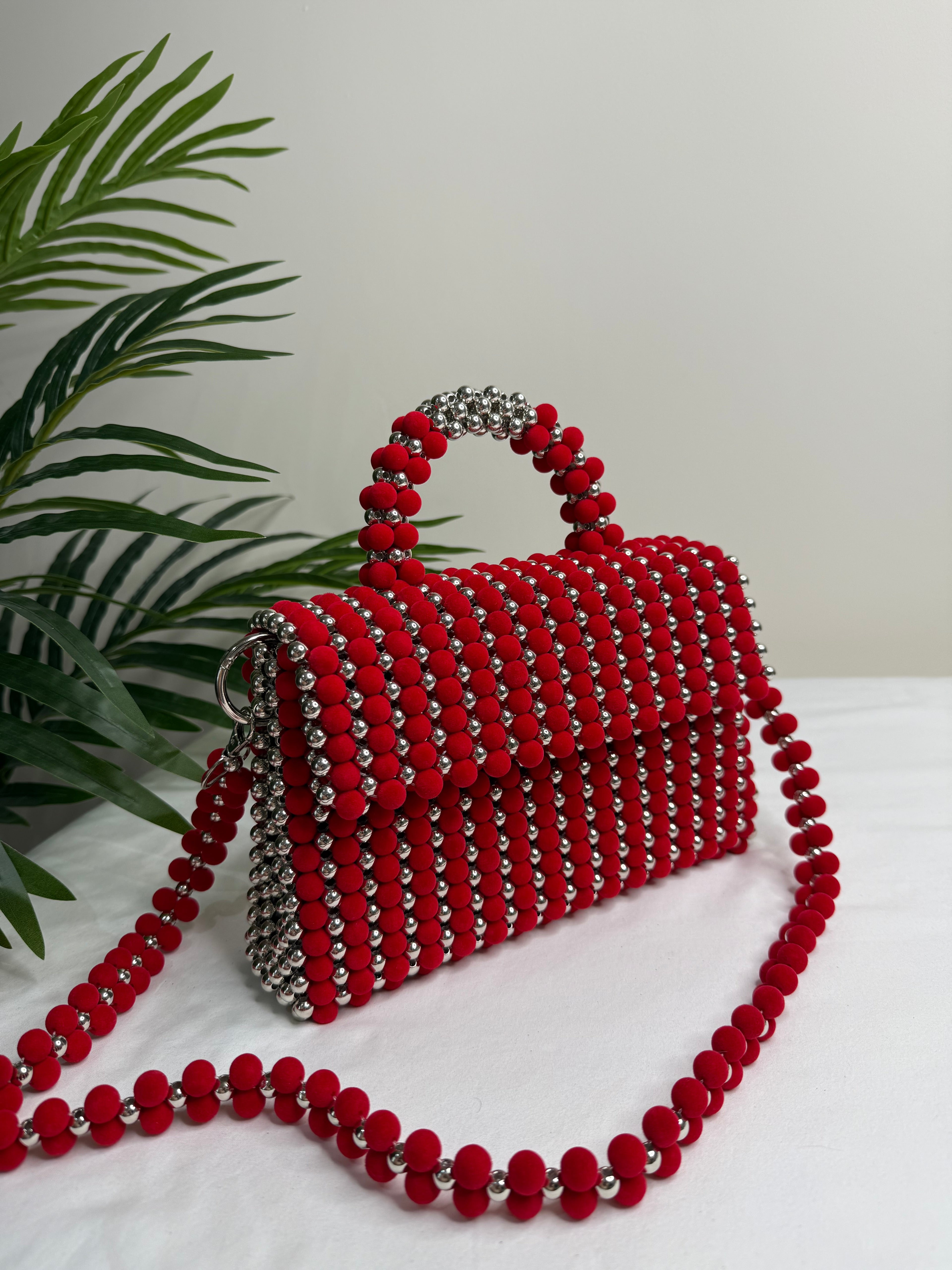 Scarlet Luxe Beaded Handbag