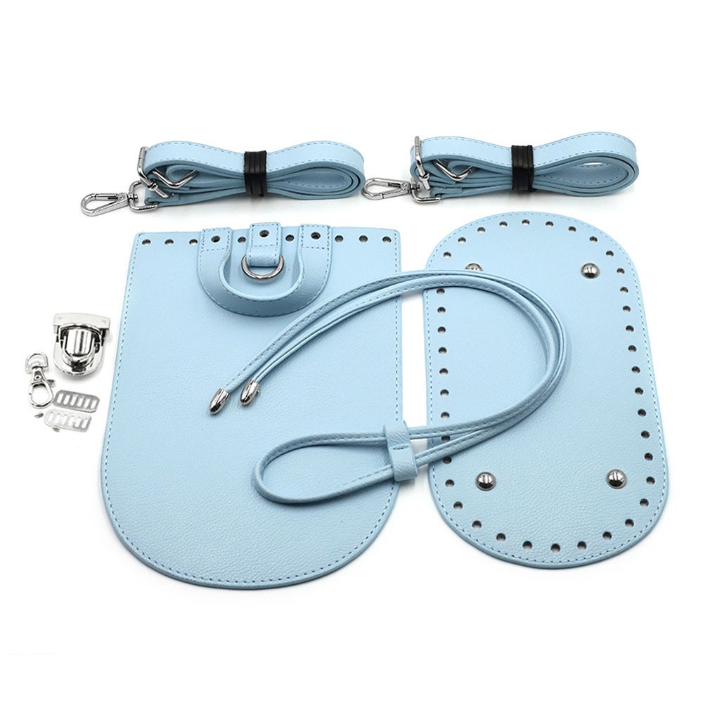 1Set DIY PU Leather Crochet Bag Bottom Drawstring for Bag Making Accessories 7Pcs