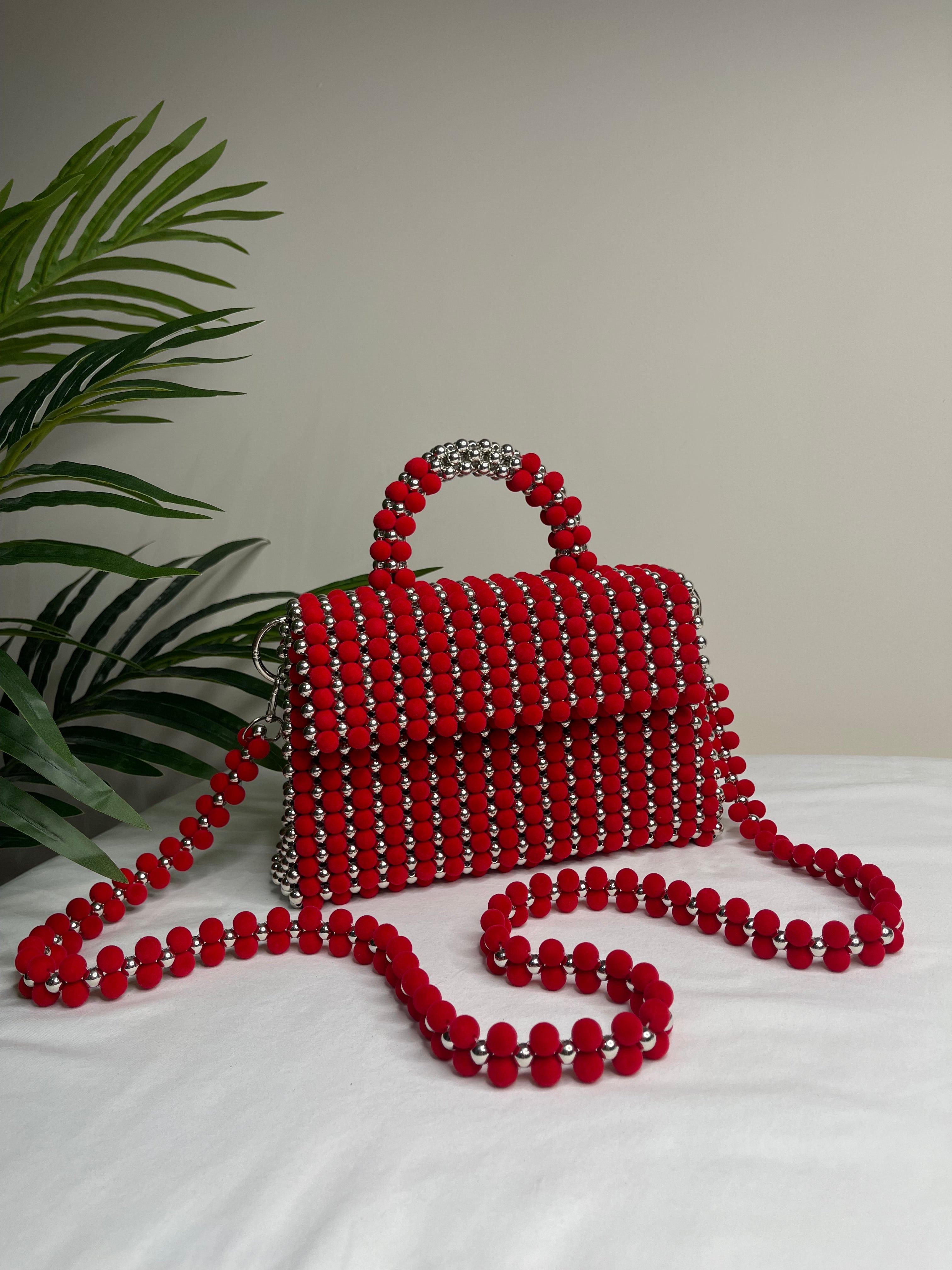Scarlet Luxe Beaded Handbag