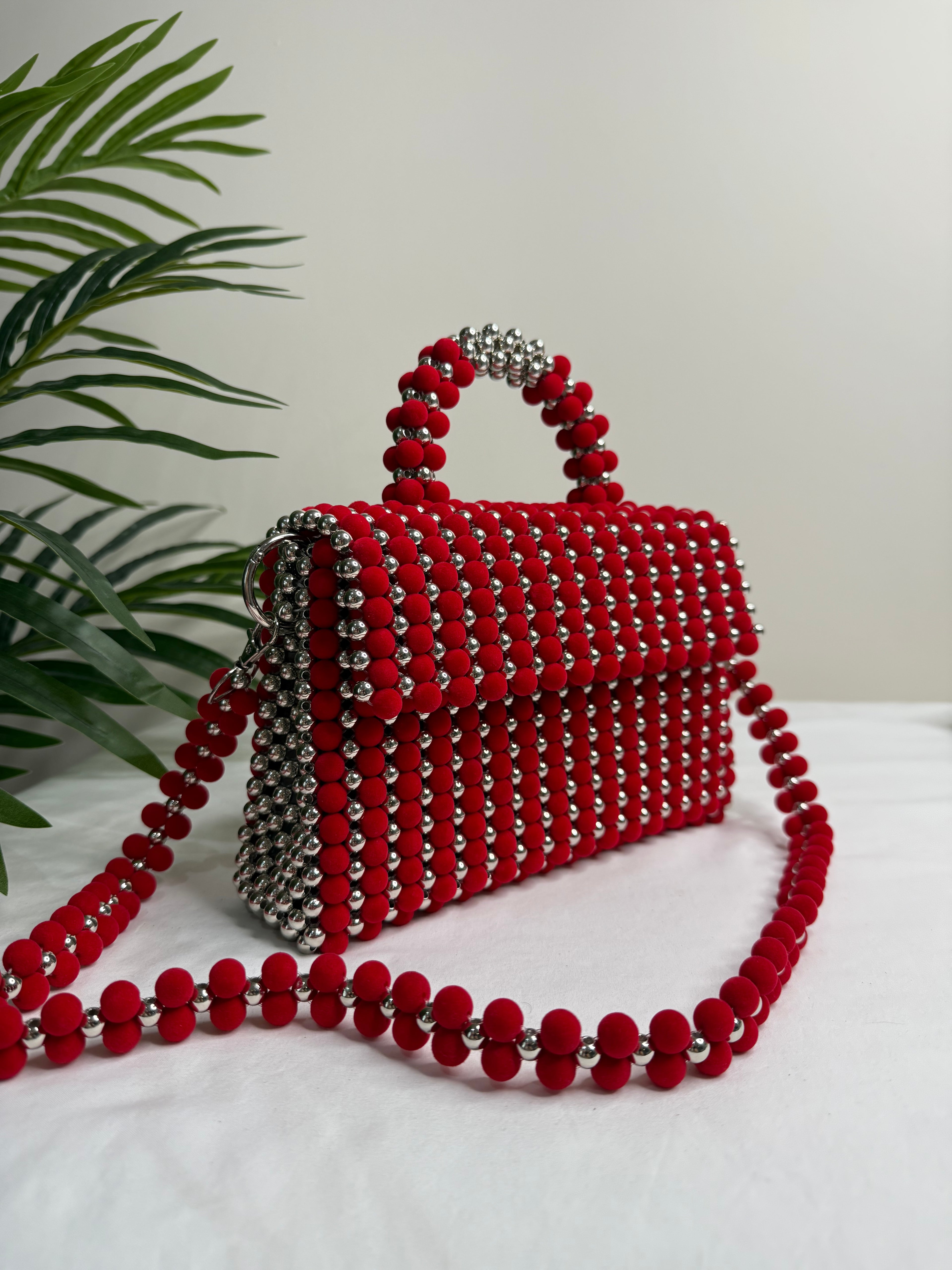 Scarlet Luxe Beaded Handbag