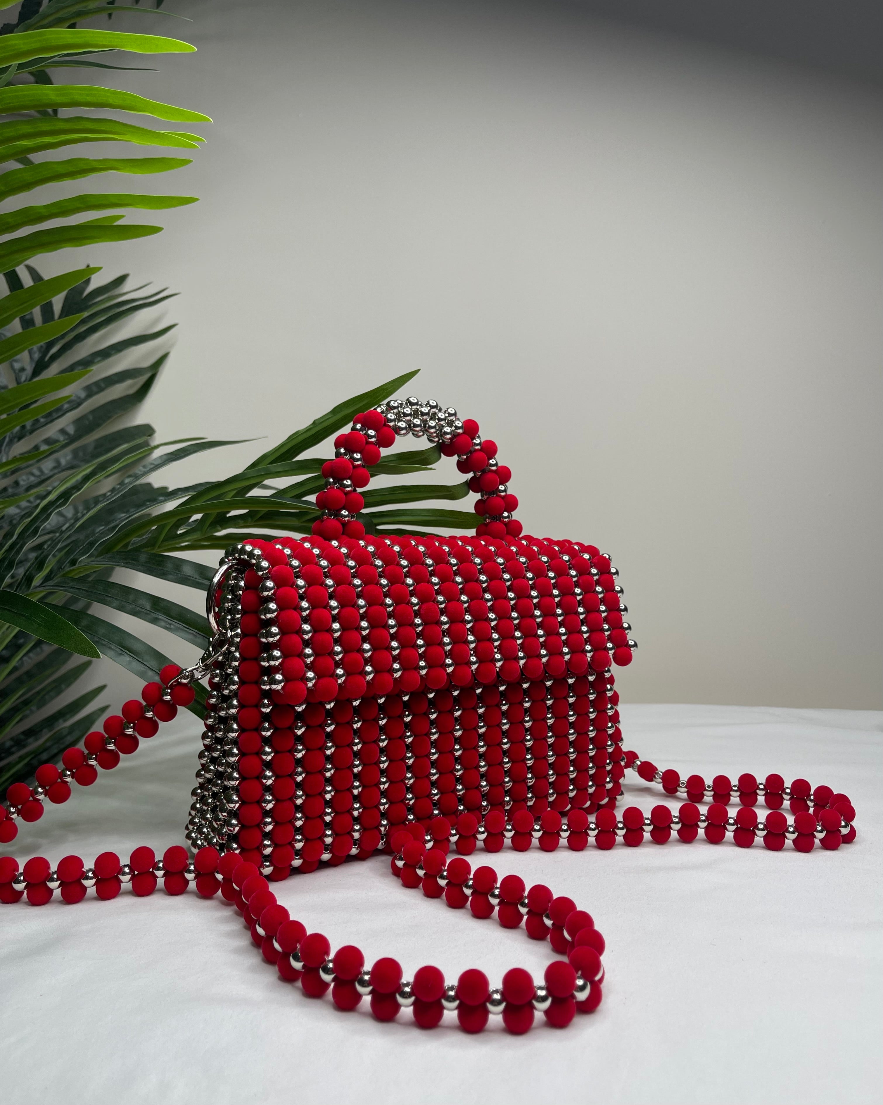 Scarlet Luxe Beaded Handbag