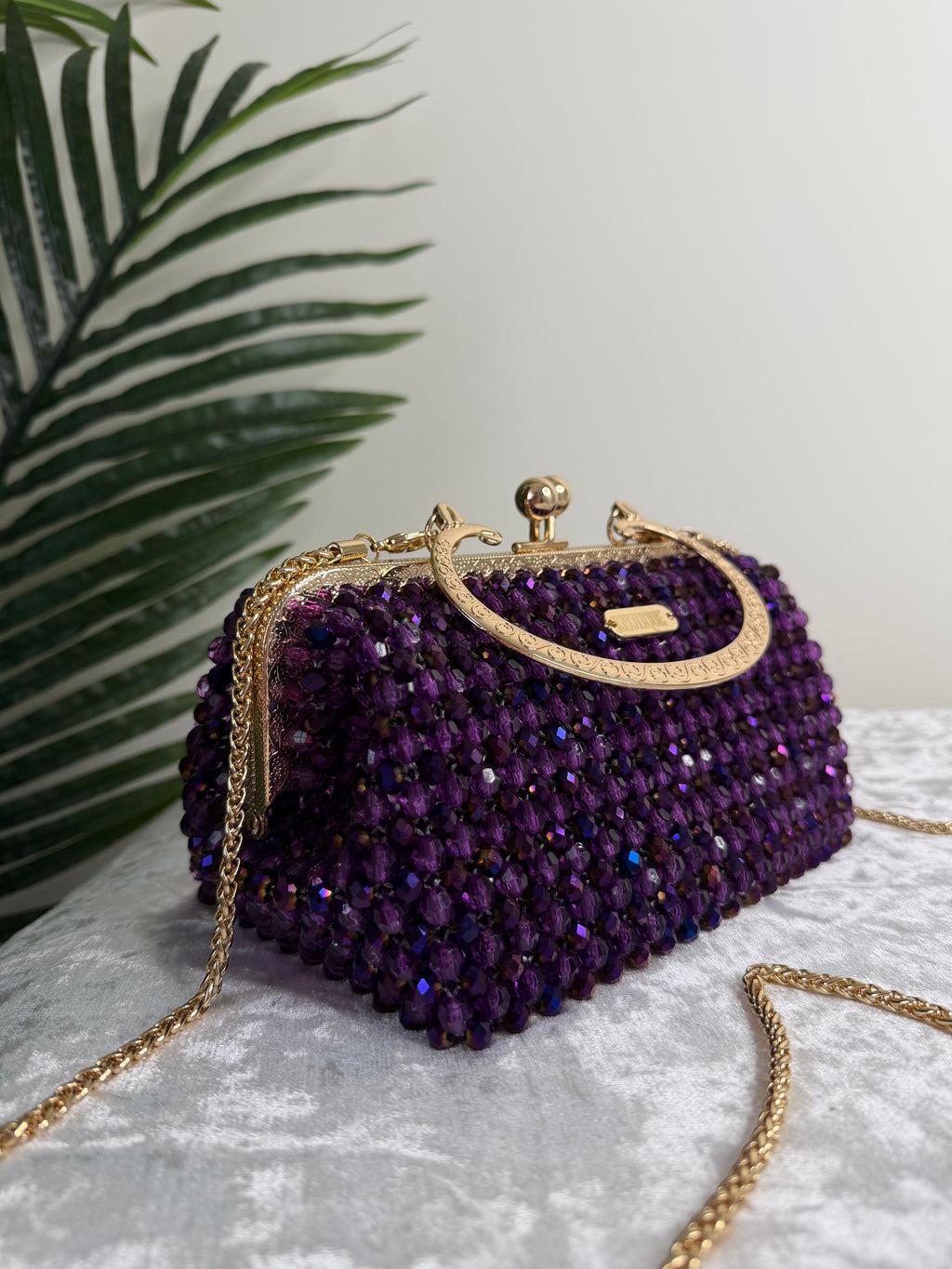 Handmade Iridescent Crystal Beaded Evening Bag, Wedding Cocktail Purse