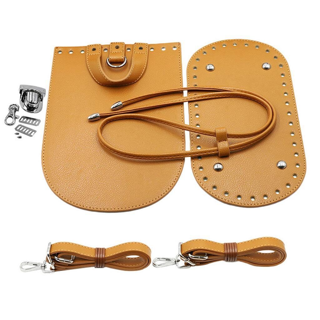 1Set DIY PU Leather Crochet Bag Bottom Drawstring for Bag Making Accessories 7Pcs