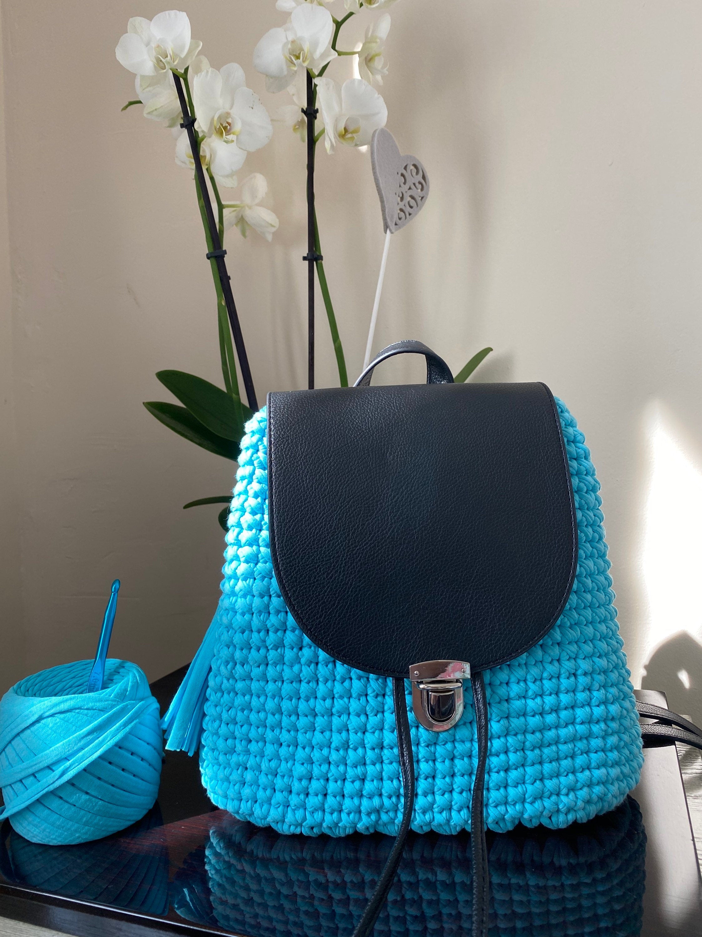 Handmade Crochet Backpack: Everyday Cotton Bag