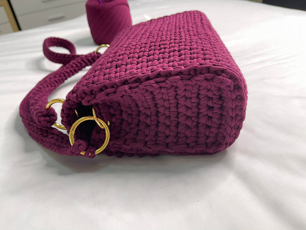 Handmade Crocheted Cotton Crossbody Bag, Fashion Handbag