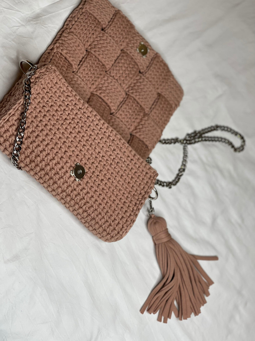 Handmade Cotton Woven Crossbody Bag with Tassel