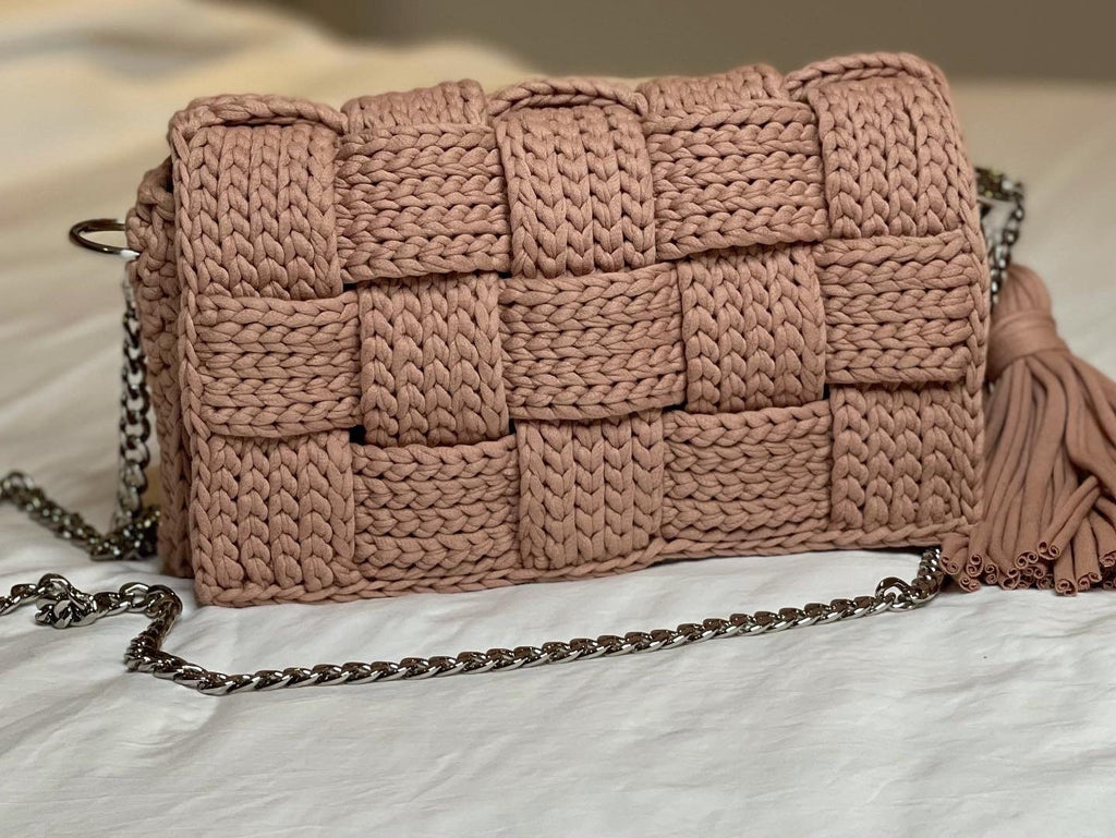 Handmade Cotton Woven Crossbody Bag with Tassel