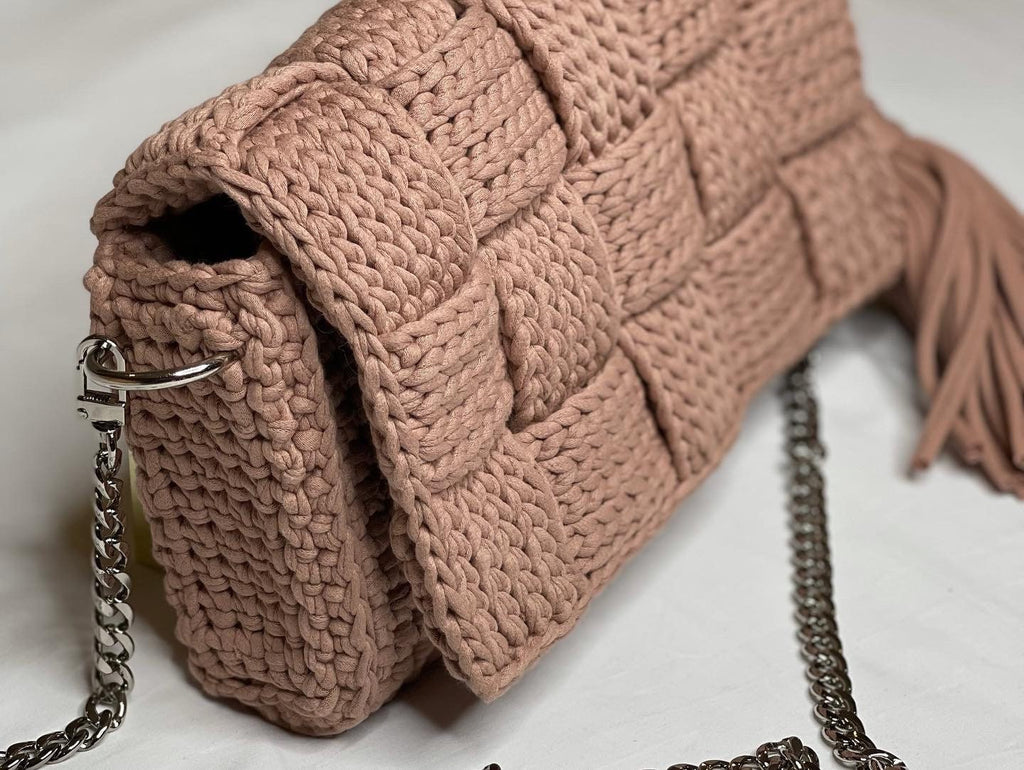 Handmade Cotton Woven Crossbody Bag with Tassel