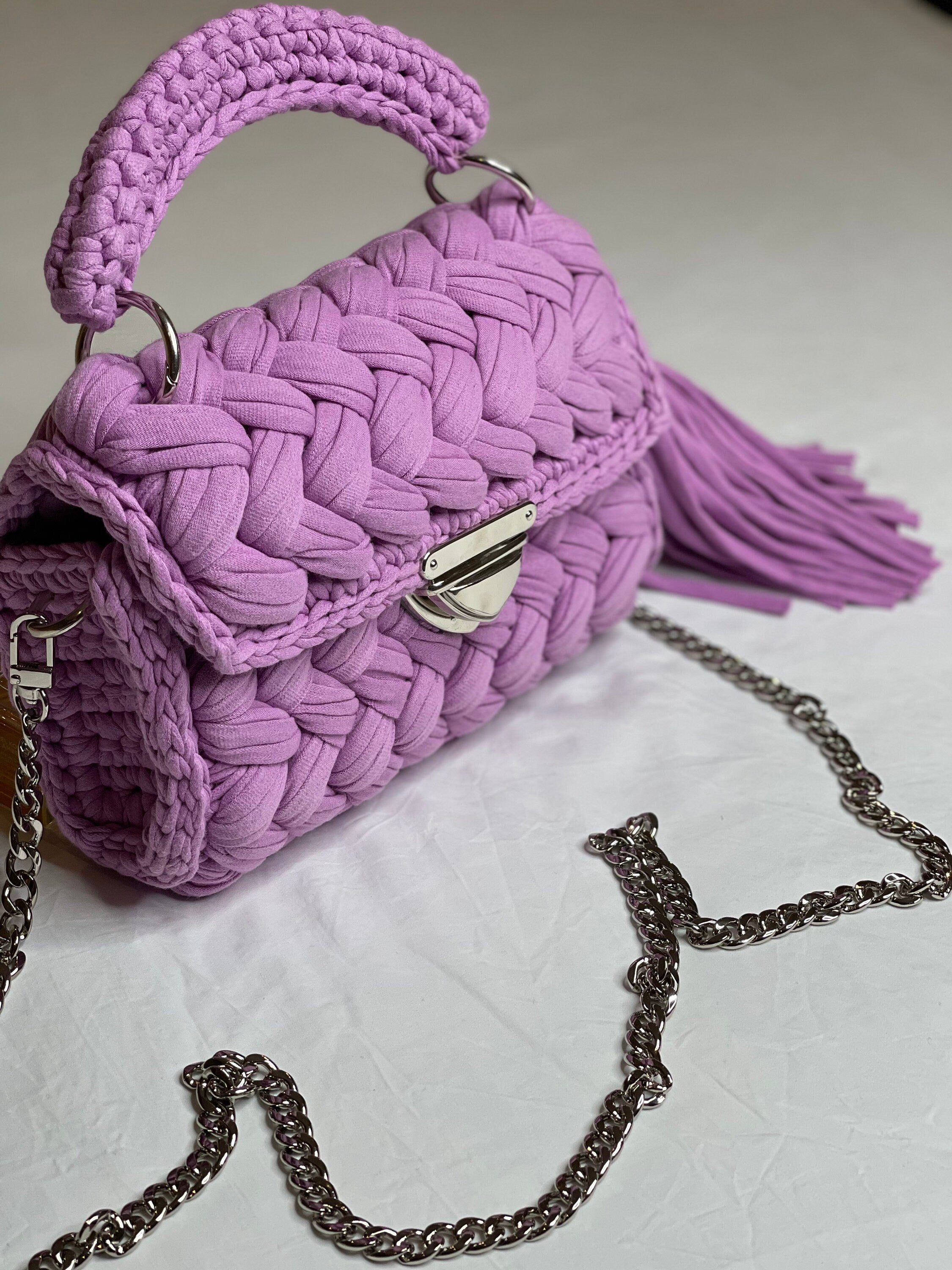 Crocheted Cotton Crossbody Bag: Handmade Women's Handbag