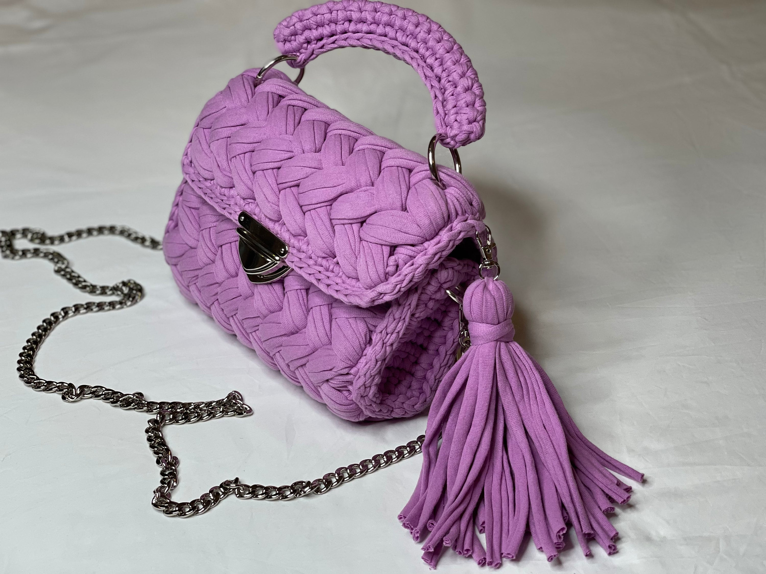 Crocheted Cotton Crossbody Bag: Handmade Women's Handbag