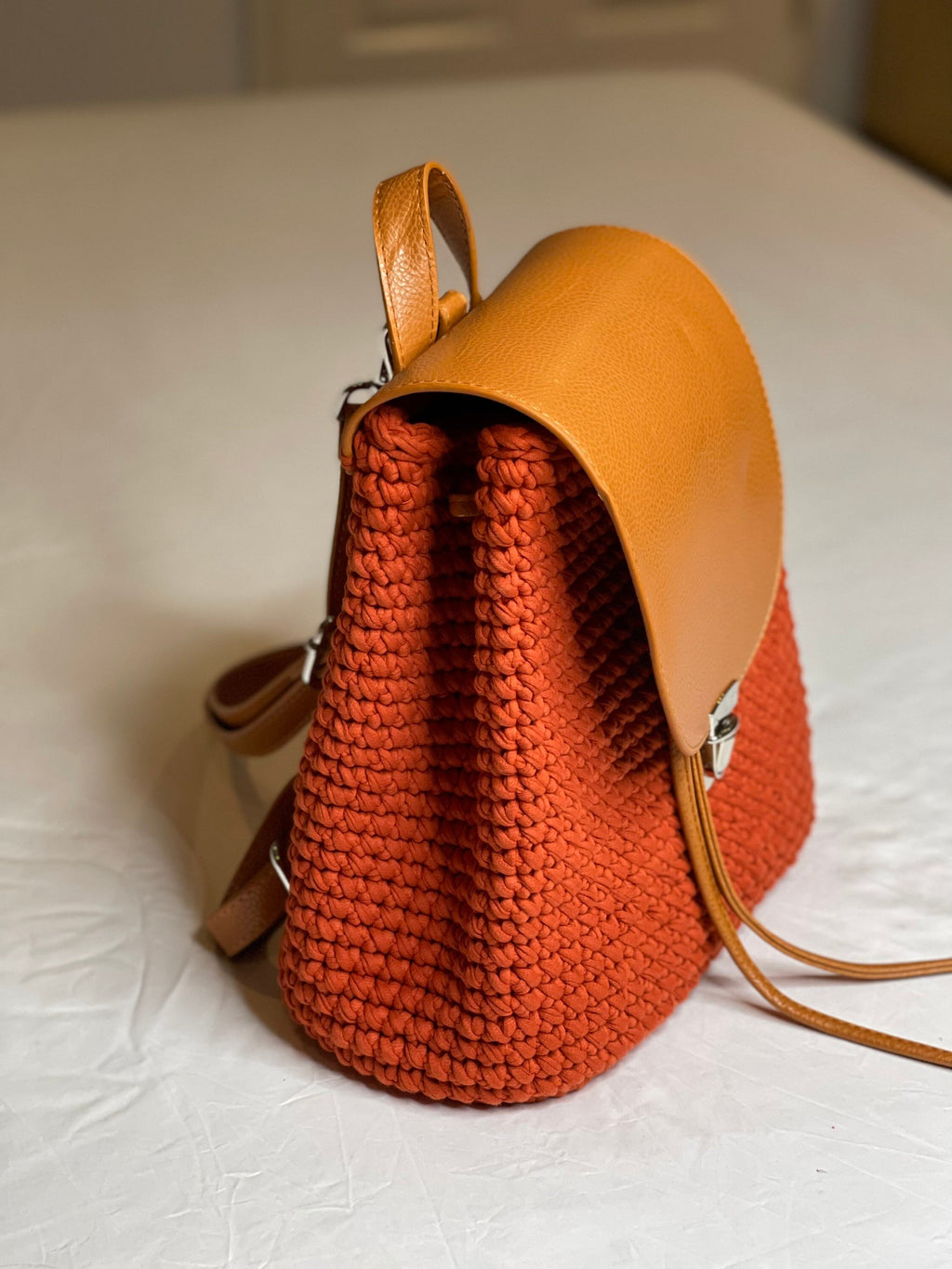 Handmade Crochet Backpack: Everyday Cotton Bag