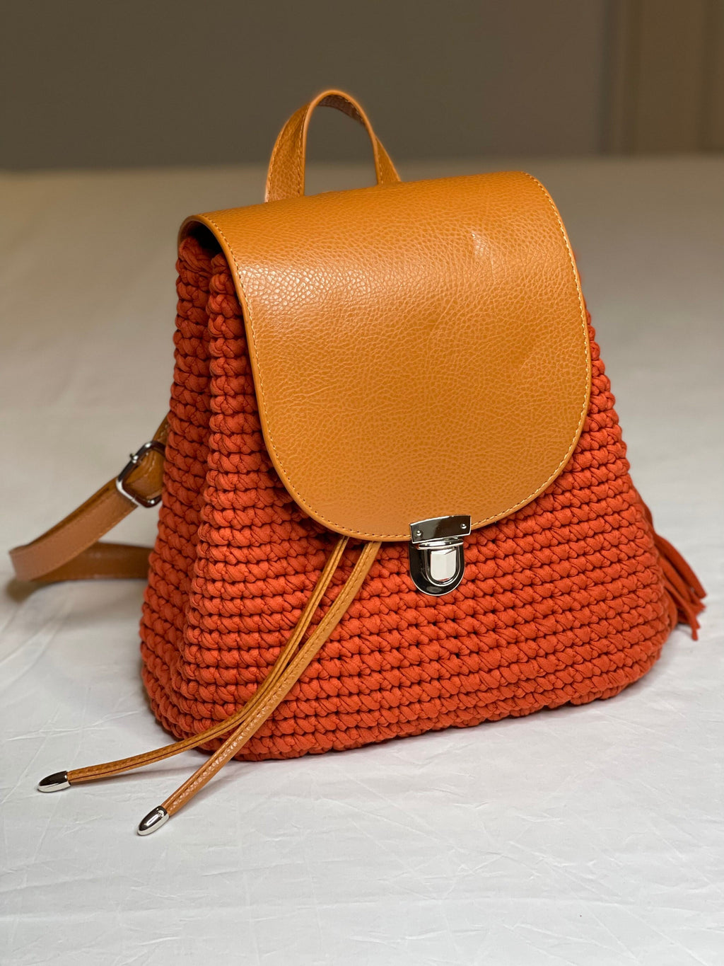 Handmade Crochet Backpack: Everyday Cotton Bag