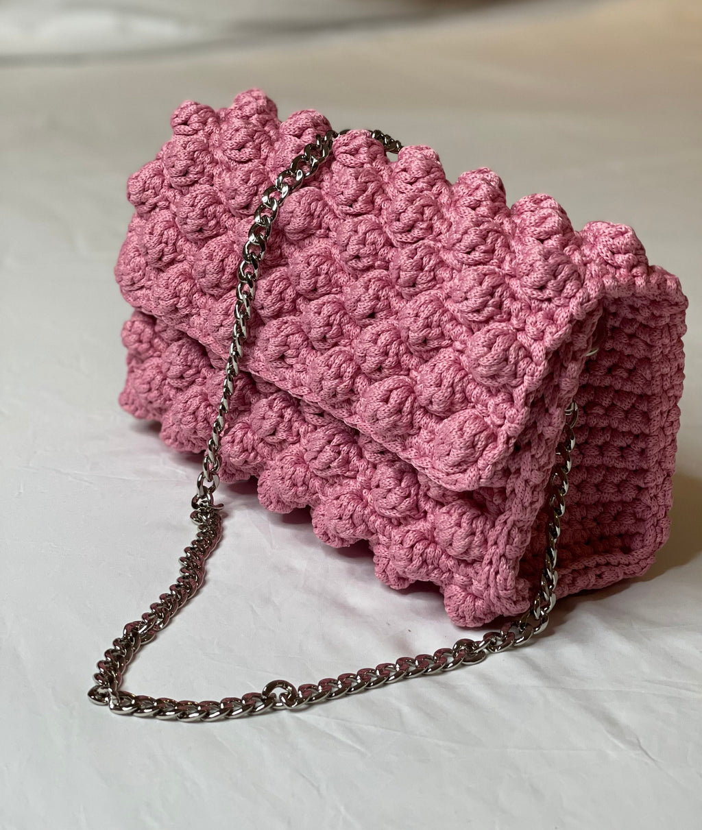 Handmade Crocheted Cotton Crossbody Bag: Elegant Shoulder Bag