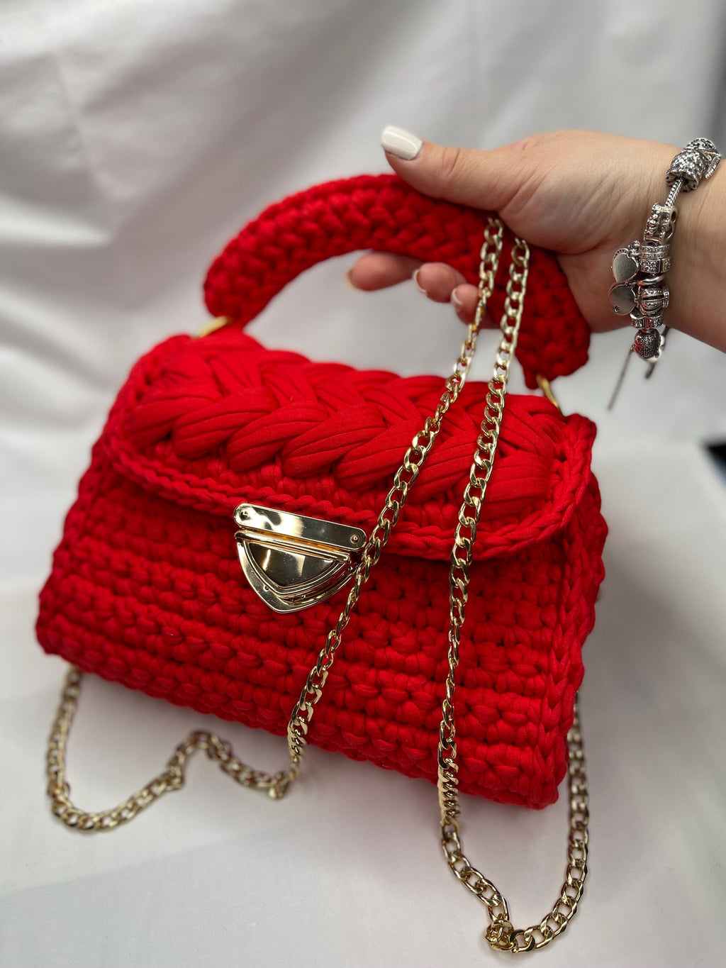 Handmade Crochet Cotton Handbag - Women's Bag