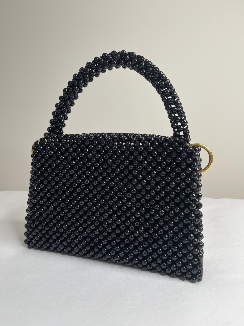 Handmade Beaded Handbag Black – Elegant Structured Evening & Day Bag