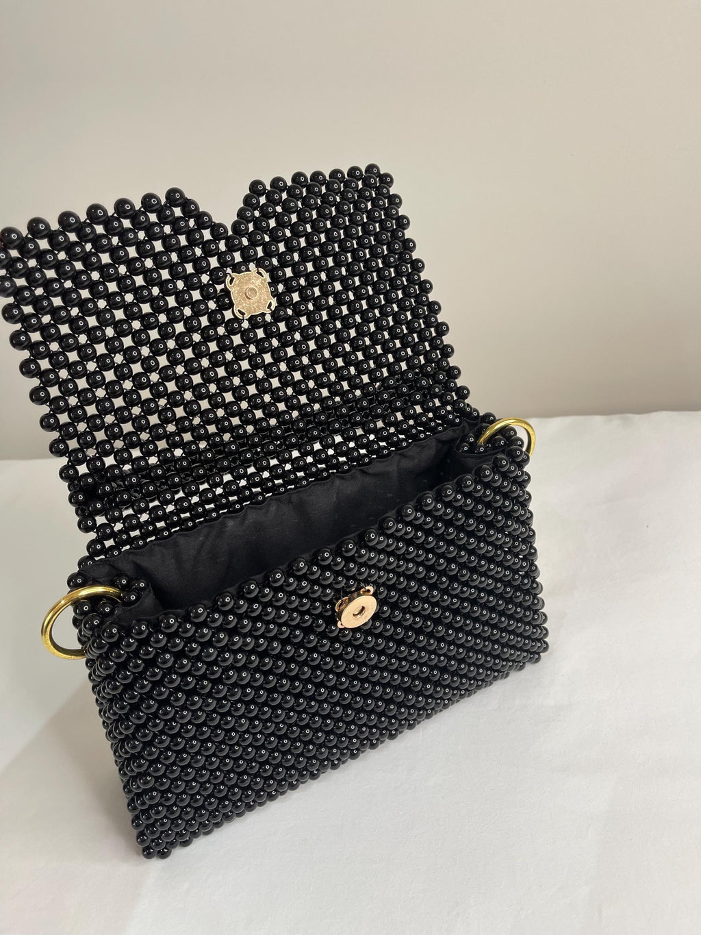 Handmade Beaded Handbag Black – Elegant Structured Evening & Day Bag