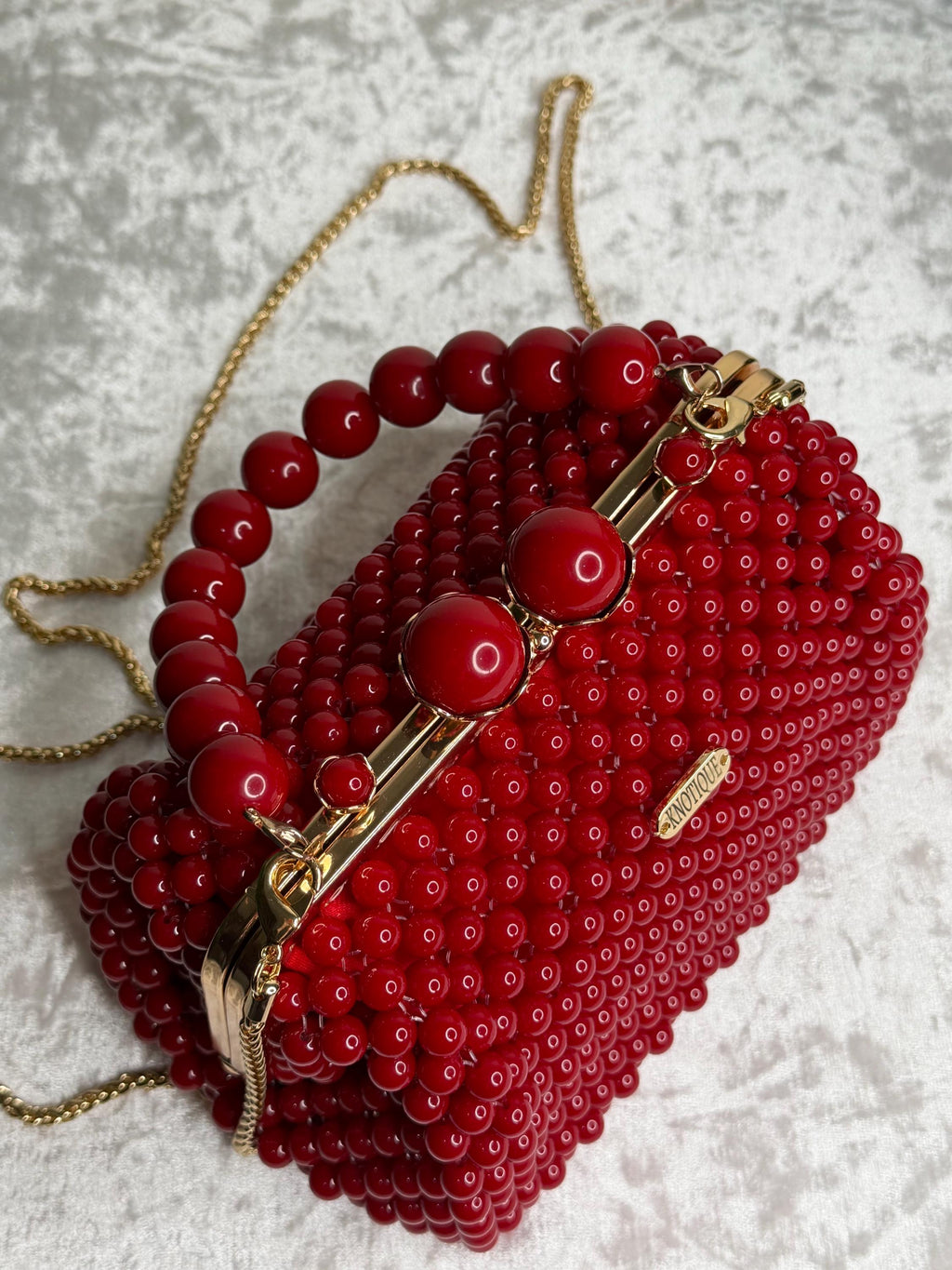 Handmade Burgundy Beaded Evening Bag, Acrylic Top Handle Clutch, Formal Party Purse