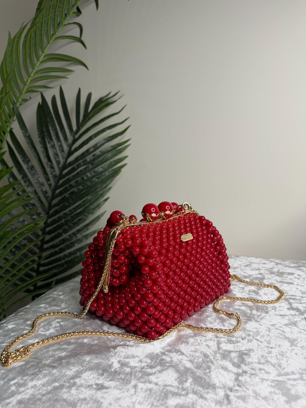 Handmade Burgundy Beaded Evening Bag, Acrylic Top Handle Clutch, Formal Party Purse