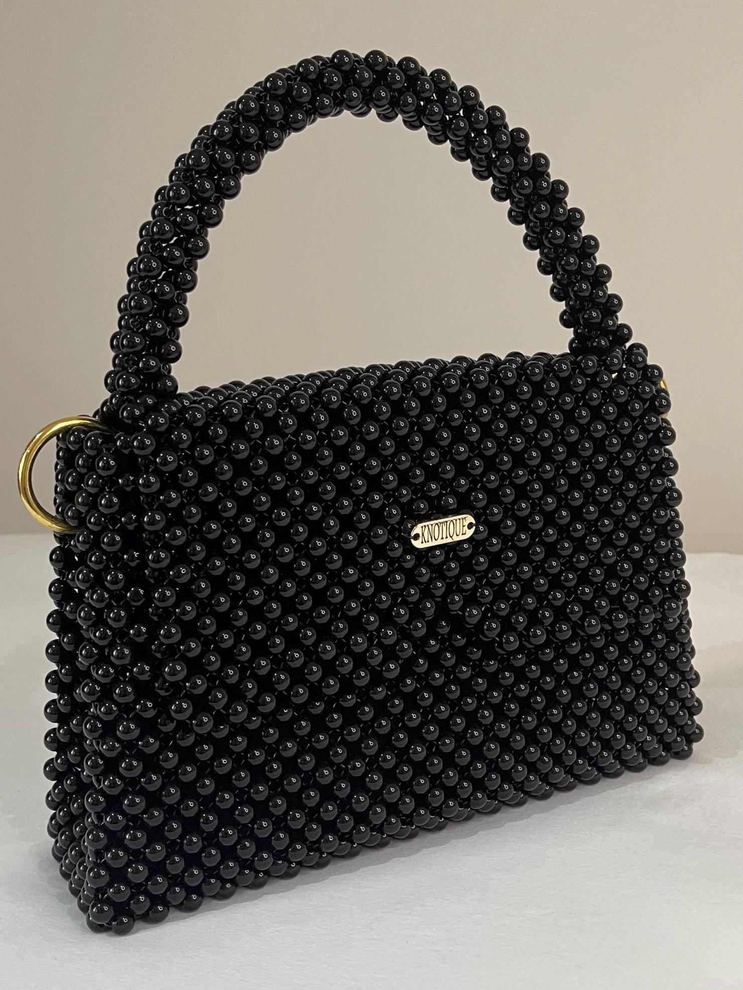 Handmade Beaded Handbag Black – Elegant Structured Evening & Day Bag