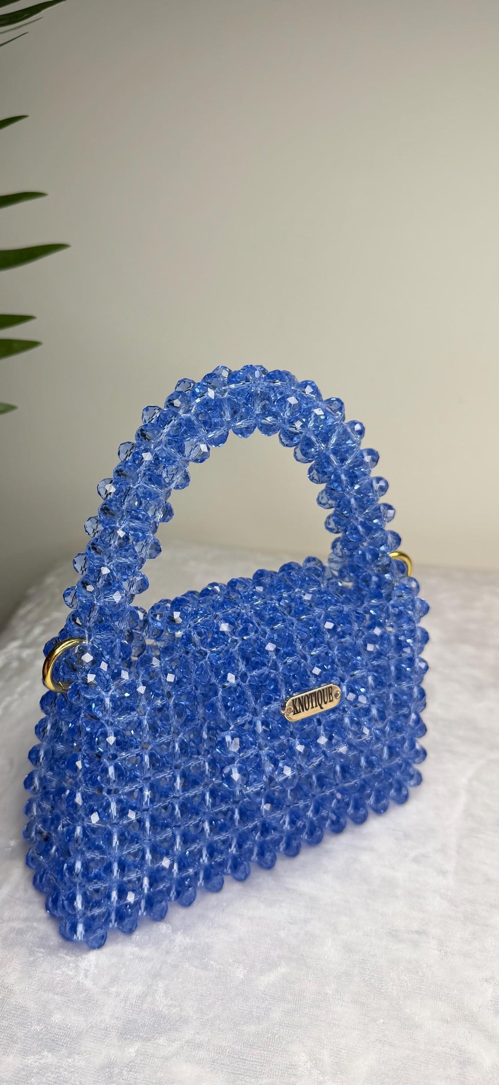 Handmade Beaded Bag Blue, Crystal Bead Purse, Mini Evening Bag, Luxury Statement Handbag, Wedding Guest Bag, Gift for Her