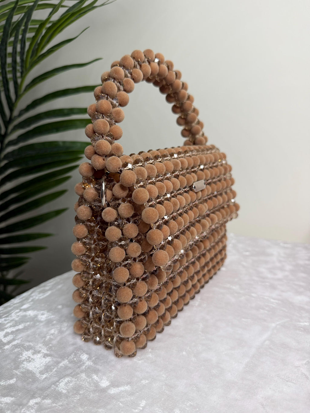 Luxury Crystal & Velvet Beaded Bag, Handmade Statement Handbag, Elegant Evening Purse, Unique Textured Bag, Gift for Her