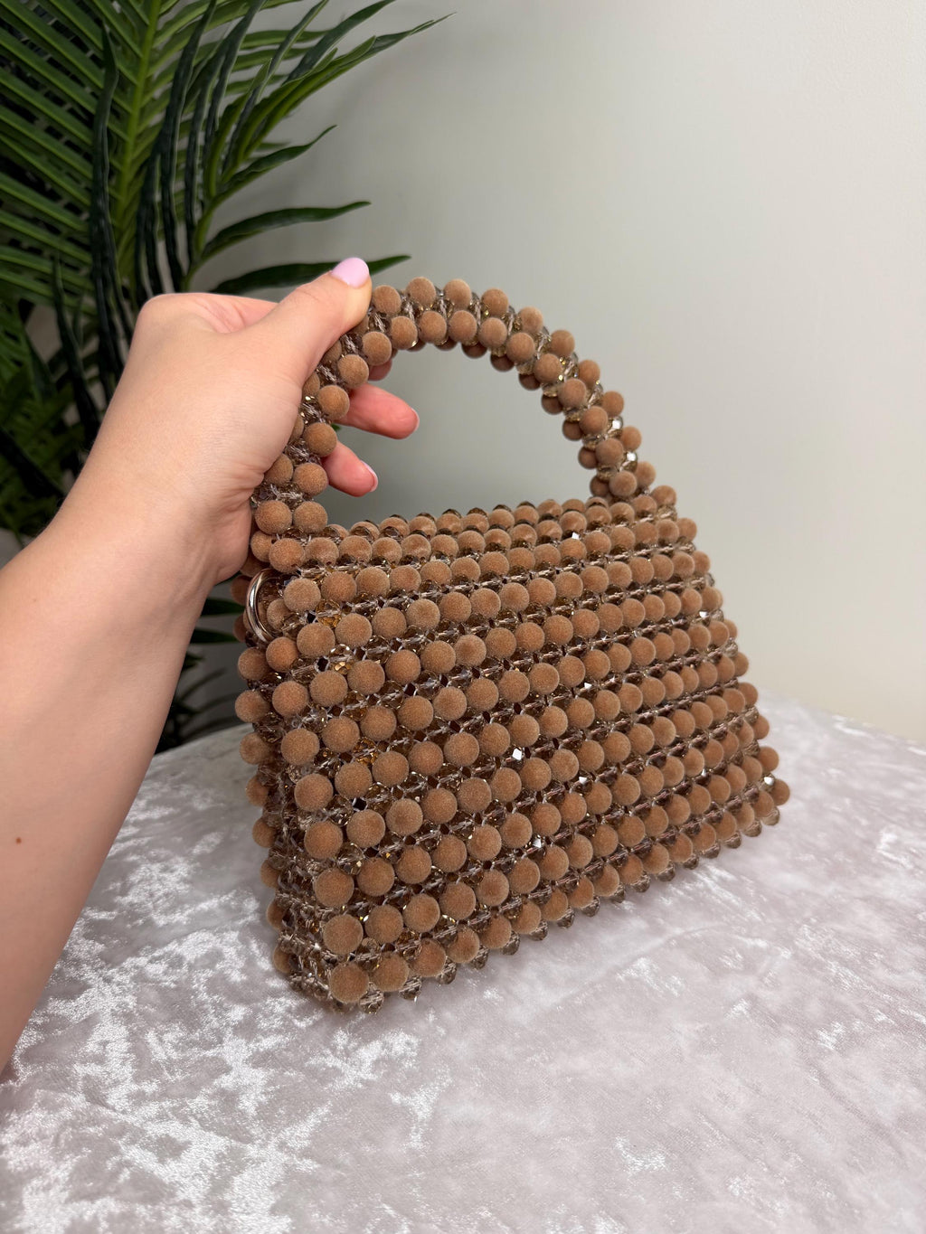 Luxury Crystal & Velvet Beaded Bag, Handmade Statement Handbag, Elegant Evening Purse, Unique Textured Bag, Gift for Her