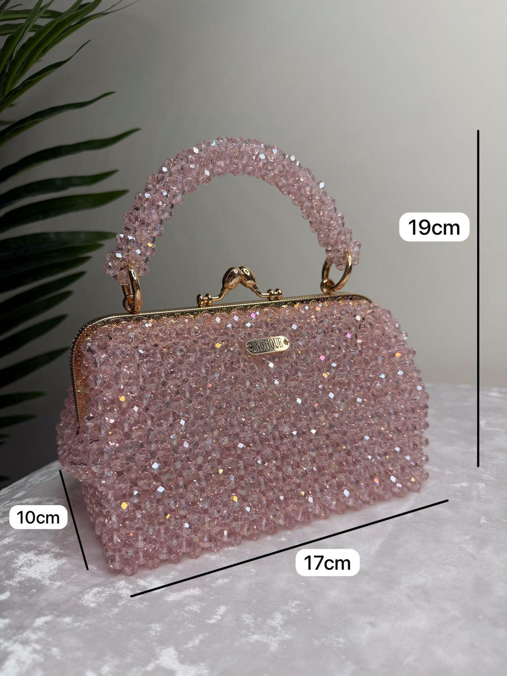 Pink Beaded Bag, Crystal Clutch Purse, Handmade Evening Bag, Bridal Pink Handbag, Sparkly Mini Bag, Wedding Guest Purse, KNOTIQUE