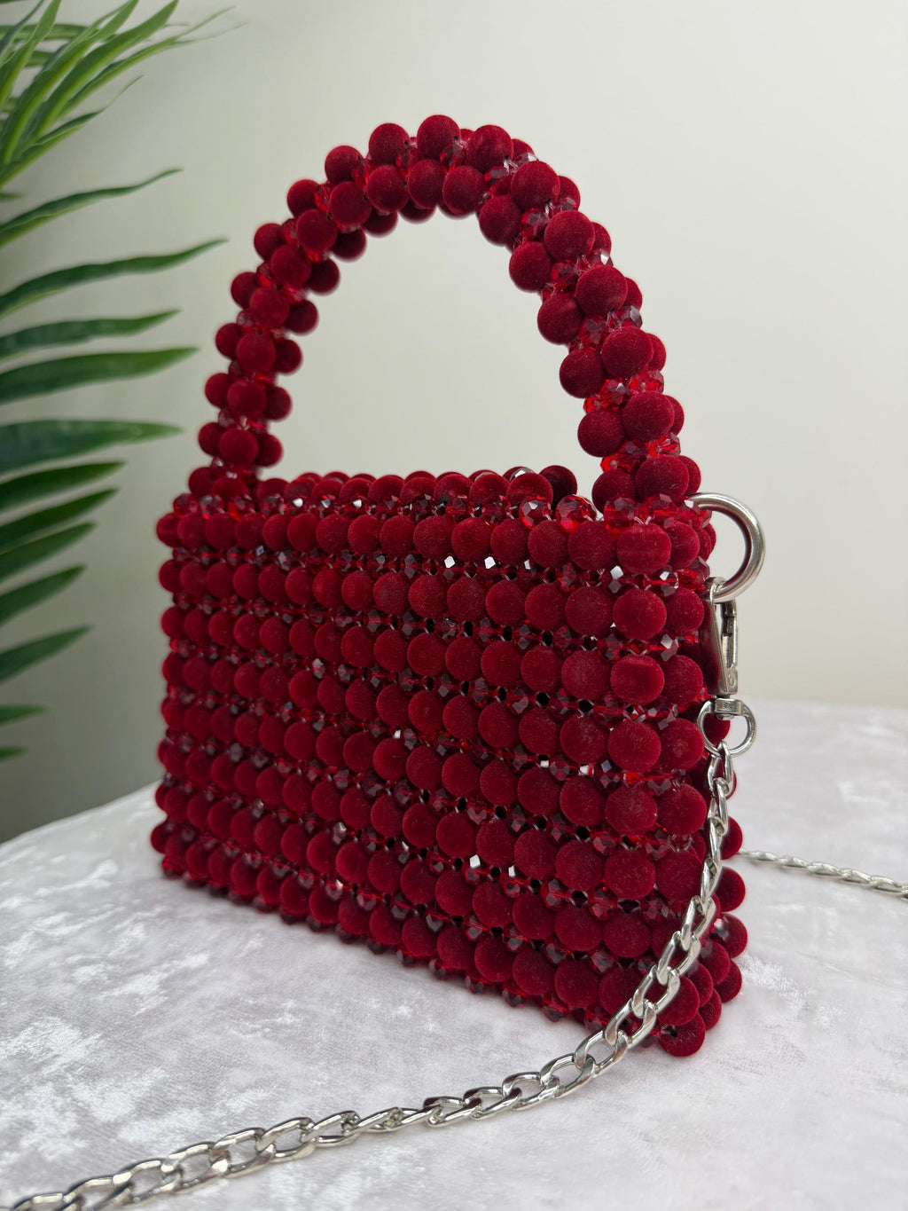 Burgundy Beaded Bag, Handmade Velvet Bead Purse, Luxury Statement Mini Bag, Evening Bag, Bridal Clutch, Gift for Her
