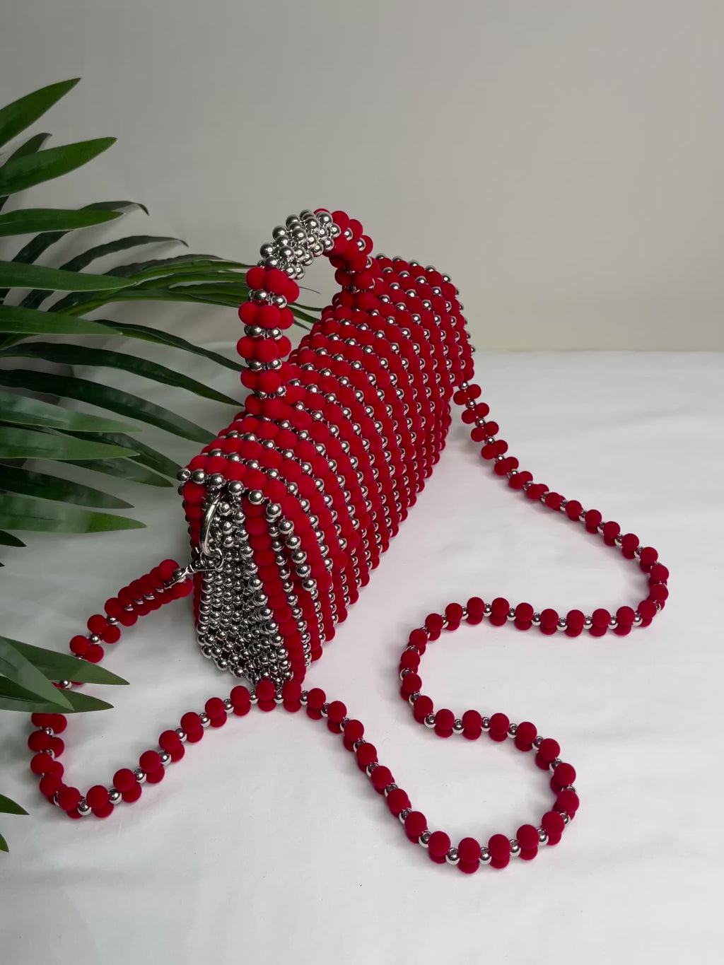 Scarlet Luxe Beaded Handbag